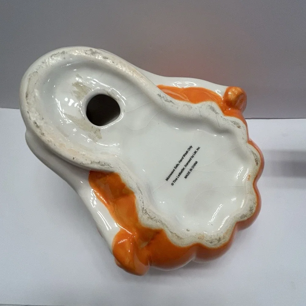 Vintage Tina Ledbetter Halloween Ghost Candy Bowl Dish Ceramic Candy Corn